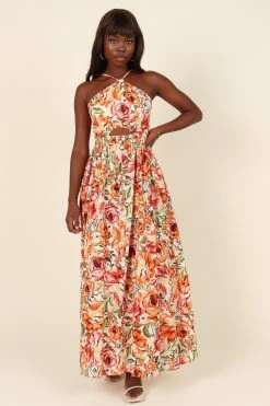 Madeira Dress - Orange Floral -Dress Shop petal and pup usa dresses madeira dress orange floral 32045297926321