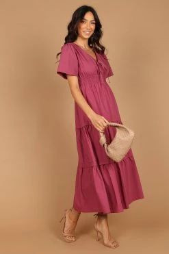 Madelyn Tiered Maxi Dress - Berry -Dress Shop petal and pup usa dresses madelyn tiered maxi dress berry 32465729683633