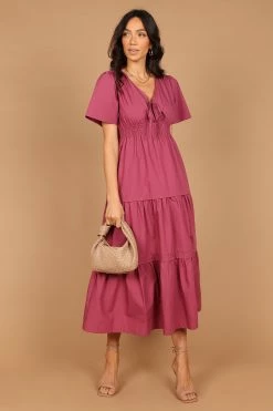 Madelyn Tiered Maxi Dress - Berry -Dress Shop petal and pup usa dresses madelyn tiered maxi dress berry 32465729781937