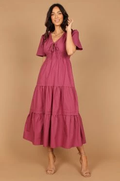 Madelyn Tiered Maxi Dress - Berry -Dress Shop petal and pup usa dresses madelyn tiered maxi dress berry 32465729814705