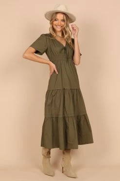 Madelyn Tiered Maxi Dress - Olive -Dress Shop petal and pup usa dresses madelyn tiered maxi dress olive 32442985382065