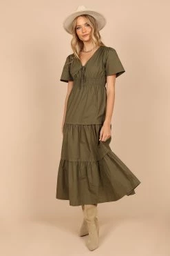 Madelyn Tiered Maxi Dress - Olive -Dress Shop petal and pup usa dresses madelyn tiered maxi dress olive 32442985447601