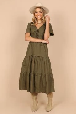 Madelyn Tiered Maxi Dress - Olive -Dress Shop petal and pup usa dresses madelyn tiered maxi dress olive 32442985513137