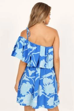 Maeva One Shoulder Mini Dress - Blue Floral -Dress Shop petal and pup usa dresses maeva one shoulder mini dress blue floral 33488435904689