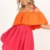Maeva One Shoulder Mini Dress - Pink/Orange