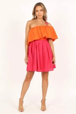 Maeva One Shoulder Mini Dress - Pink/Orange -Dress Shop petal and pup usa dresses maeva one shoulder mini dress pink orange 33549818626225