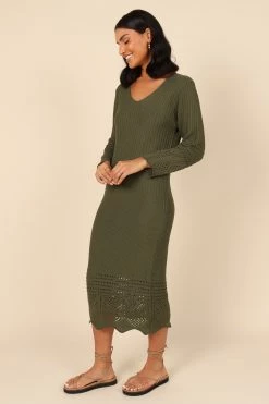 Maggie Crochet Midi Dress - Emerald -Dress Shop petal and pup usa dresses maggie crochet midi dress emerald 32020568244401