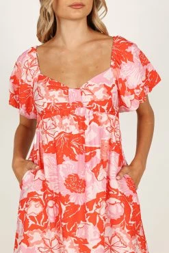Maggie Mini Dress - Pink/Red Floral -Dress Shop petal and pup usa dresses maggie mini dress pink red floral 33351124451505
