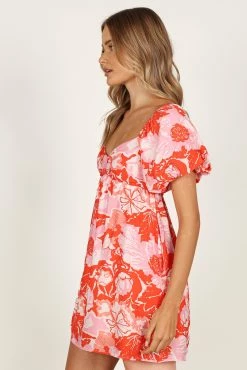 Maggie Mini Dress - Pink/Red Floral -Dress Shop petal and pup usa dresses maggie mini dress pink red floral 33351124517041