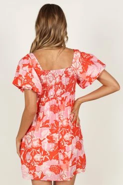Maggie Mini Dress - Pink/Red Floral -Dress Shop petal and pup usa dresses maggie mini dress pink red floral 33351124549809