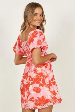Maggie Mini Dress - Pink/Red Floral -Dress Shop petal and pup usa dresses maggie mini dress pink red floral 33351124582577