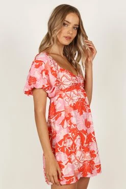Maggie Mini Dress - Pink/Red Floral -Dress Shop petal and pup usa dresses maggie mini dress pink red floral 33351124615345