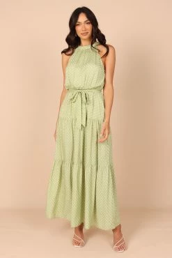Makayla Halter Maxi Dress - Green Spot
