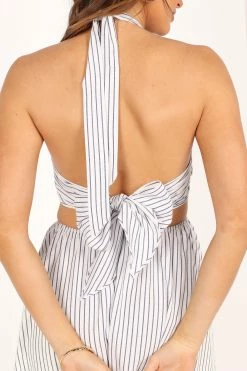 Malika Ring Detail Midi Dress - White Navy -Dress Shop petal and pup usa dresses malika ring detail midi dress white navy 33520560275633