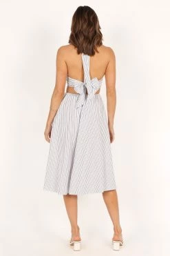 Malika Ring Detail Midi Dress - White Navy -Dress Shop petal and pup usa dresses malika ring detail midi dress white navy 33520560341169