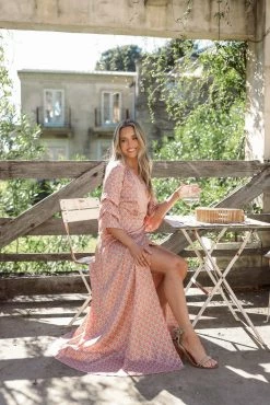 Margot Wrap Maxi Dress - Orange Print -Dress Shop petal and pup usa dresses margot wrap maxi dress orange print 33928701378737