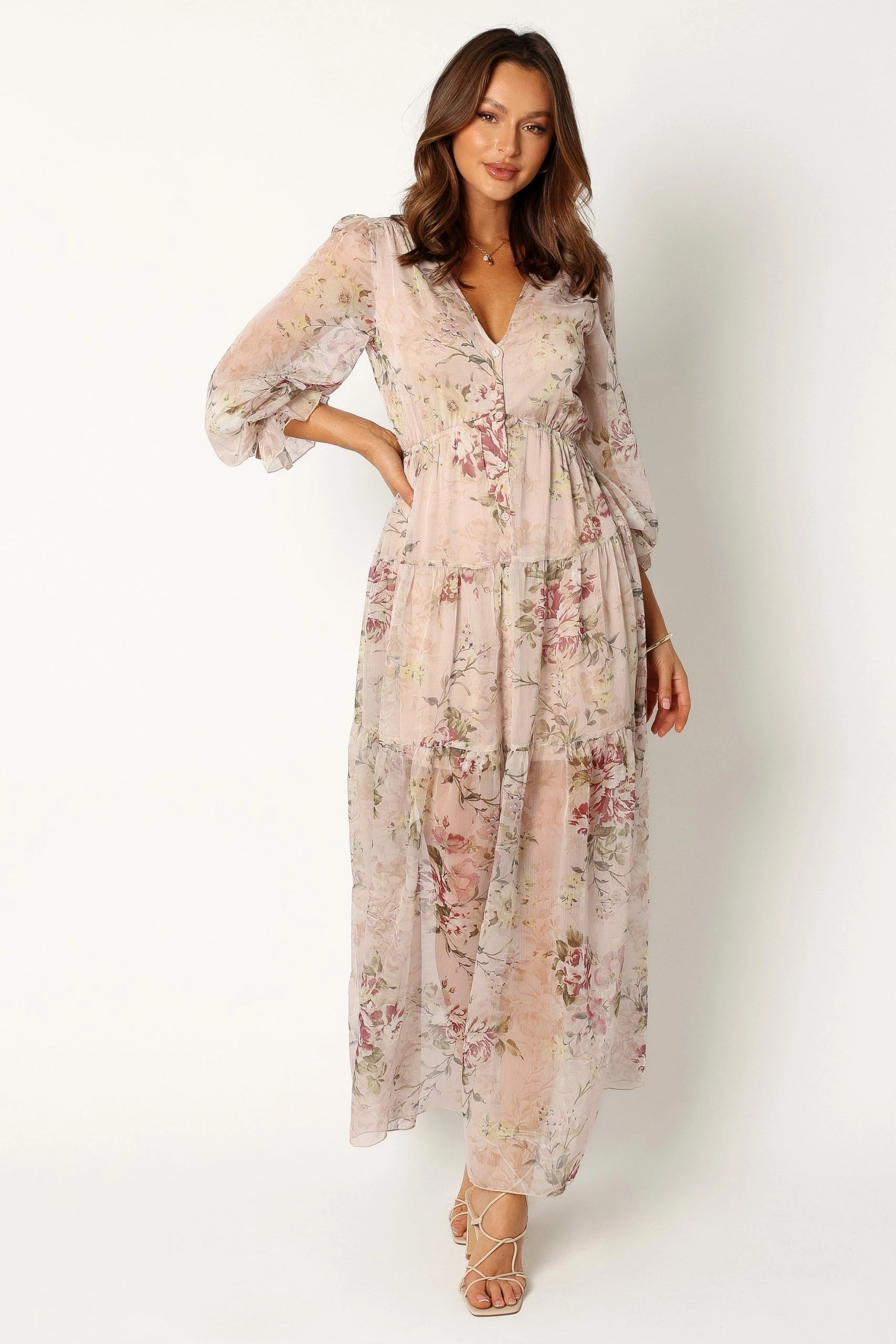 Maria Long Sleeve Maxi Dress - Cream 8 Maria Long Sleeve Maxi Dress - Cream - Image 8