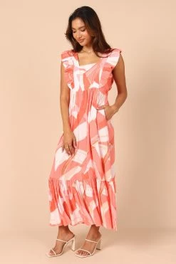 Mariapia Frill Midi Dress - Red -Dress Shop petal and pup usa dresses mariapia frill midi dress red 32317550854321