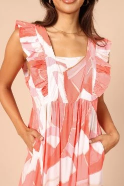 Mariapia Frill Midi Dress - Red -Dress Shop petal and pup usa dresses mariapia frill midi dress red 32317550887089