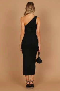 Marquee One Shoulder Sparkle Midi Dress - Black -Dress Shop petal and pup usa dresses marquee one shoulder sparkle midi dress black 32751507439793