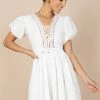 Mayde Tie Up Front Mini Dress - White