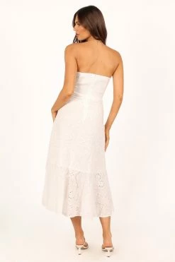 Melanie Strapless Midi Dress - White -Dress Shop petal and pup usa dresses melanie strapless midi dress white 33722382385329