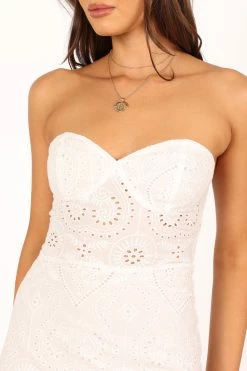 Melanie Strapless Midi Dress - White -Dress Shop petal and pup usa dresses melanie strapless midi dress white 33722382450865