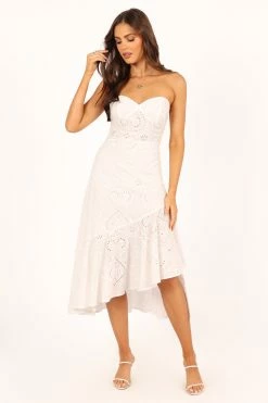 Melanie Strapless Midi Dress - White -Dress Shop petal and pup usa dresses melanie strapless midi dress white 33722382483633
