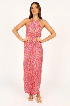 Melody Plisse Halter Maxi Dress - Hot Pink -Dress Shop petal and pup usa dresses melody plisse halter maxi dress hot pink 33559100555441