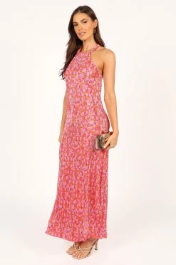Melody Plisse Halter Maxi Dress - Hot Pink -Dress Shop petal and pup usa dresses melody plisse halter maxi dress hot pink 33559100588209