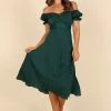 Mickenna Sweetheart Frill Midi Dress - Emerald