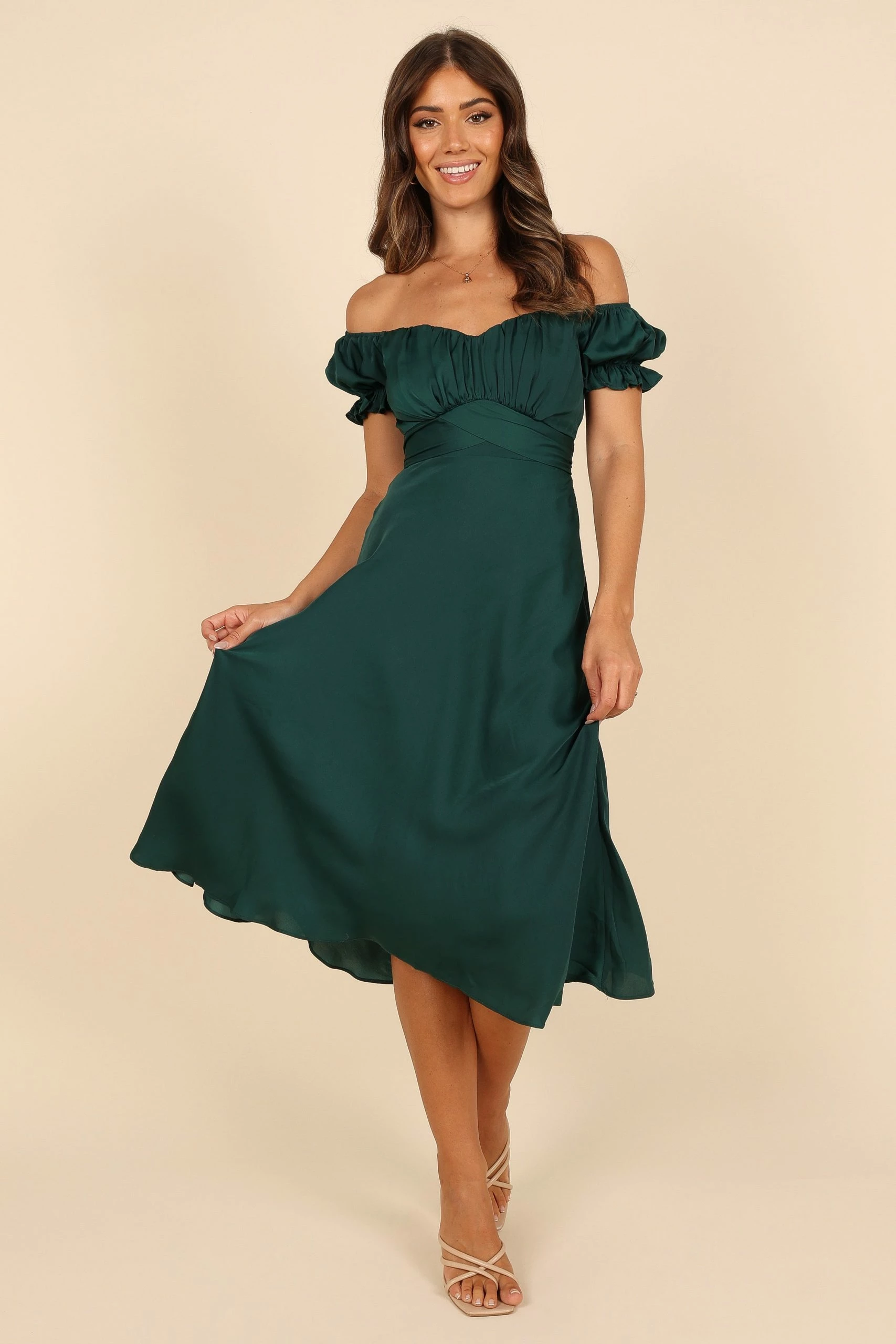 Mickenna Sweetheart Frill Midi Dress - Emerald 1 Mickenna Sweetheart Frill Midi Dress - Emerald