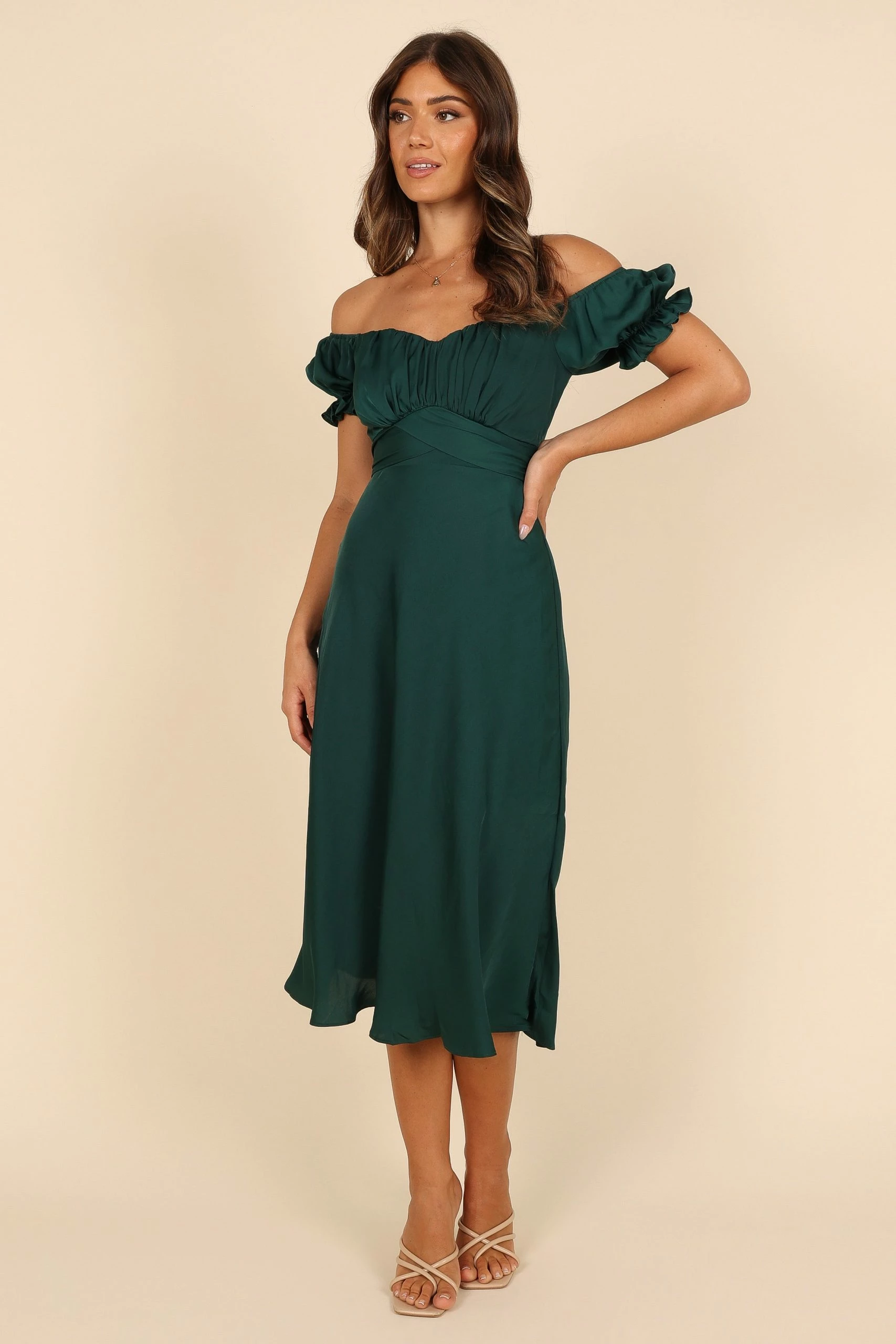 Mickenna Sweetheart Frill Midi Dress - Emerald 4 Mickenna Sweetheart Frill Midi Dress - Emerald - Image 4