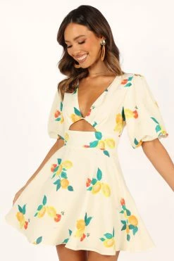 Mikaela Mini Dress - Lemon Print -Dress Shop petal and pup usa dresses mikaela mini dress lemon print 33643503550641