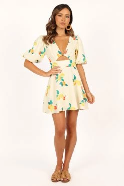 Mikaela Mini Dress - Lemon Print -Dress Shop petal and pup usa dresses mikaela mini dress lemon print 33643503616177