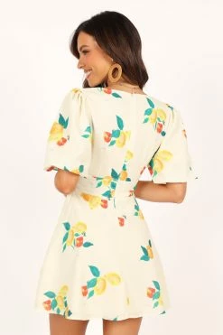 Mikaela Mini Dress - Lemon Print -Dress Shop petal and pup usa dresses mikaela mini dress lemon print 33643503681713