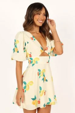 Mikaela Mini Dress - Lemon Print -Dress Shop petal and pup usa dresses mikaela mini dress lemon print 33643503714481