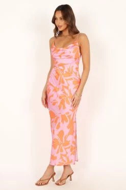 Mille Slip Midi Dress - Pink Orange -Dress Shop petal and pup usa dresses mille slip midi dress pink orange 33829504417969