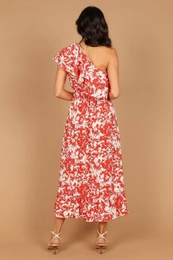 Millie Off Shoulder Tiered Midi Dress - Red Floral -Dress Shop petal and pup usa dresses millie off shoulder tiered midi dress red floral 33246153408689