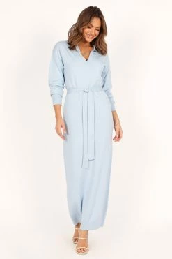 Monday Long Sleeve Maxi Knit Dress - Blue -Dress Shop petal and pup usa dresses monday long sleeve maxi knit dress blue 33928691089585