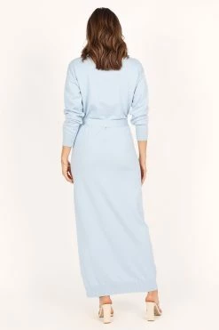 Monday Long Sleeve Maxi Knit Dress - Blue -Dress Shop petal and pup usa dresses monday long sleeve maxi knit dress blue 33928691187889