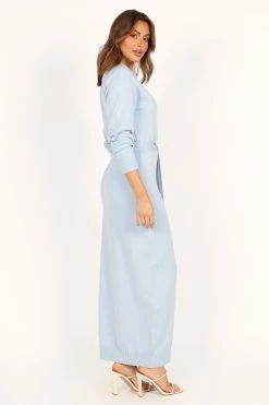 Monday Long Sleeve Maxi Knit Dress - Blue -Dress Shop petal and pup usa dresses monday long sleeve maxi knit dress blue 33928691220657