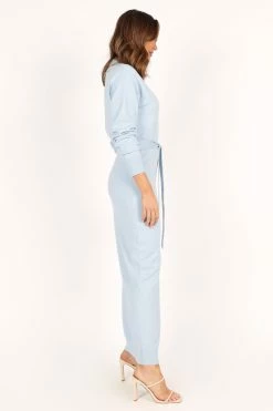 Monday Long Sleeve Maxi Knit Dress - Blue -Dress Shop petal and pup usa dresses monday long sleeve maxi knit dress blue 33928691253425