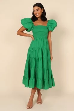 Morgan Tiered Dress - Green -Dress Shop petal and pup usa dresses morgan tiered dress green 32066632679601