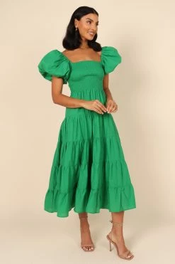 Morgan Tiered Dress - Green -Dress Shop petal and pup usa dresses morgan tiered dress green 32066632745137
