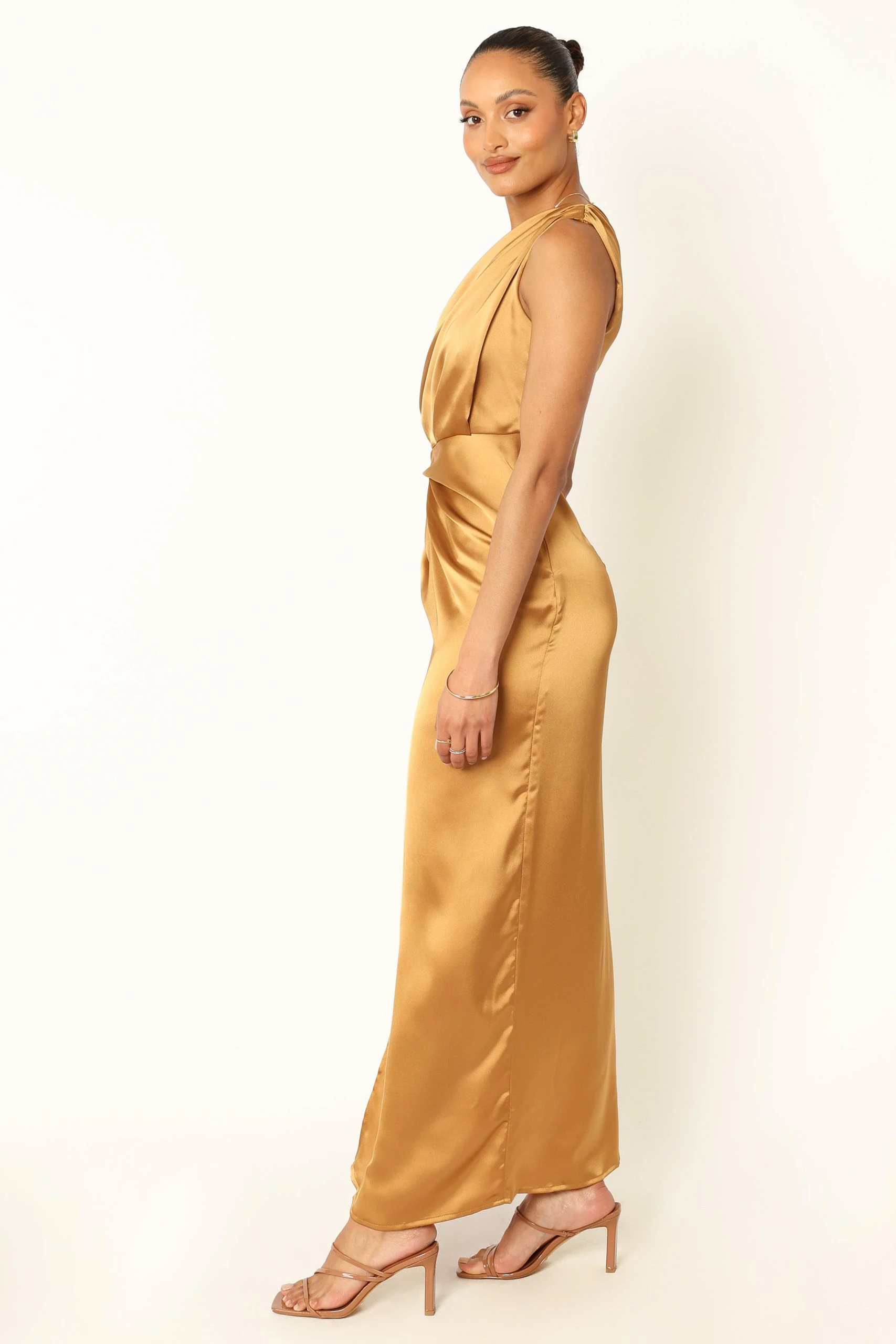 Nadia One Shoulder Maxi Dress - Bronze 6 Nadia One Shoulder Maxi Dress - Bronze - Image 6