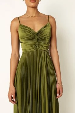 Naira Pleated Maxi Dress - Palm Green -Dress Shop petal and pup usa dresses naira pleated maxi dress palm green 33968174760113