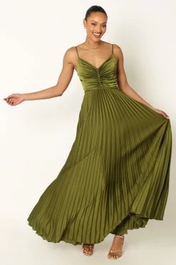 Naira Pleated Maxi Dress - Palm Green -Dress Shop petal and pup usa dresses naira pleated maxi dress palm green 33968174825649