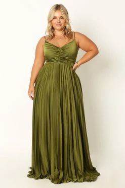 Naira Pleated Maxi Dress - Palm Green -Dress Shop petal and pup usa dresses naira pleated maxi dress palm green 33968174891185