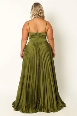 Naira Pleated Maxi Dress - Palm Green -Dress Shop petal and pup usa dresses naira pleated maxi dress palm green 33968174923953